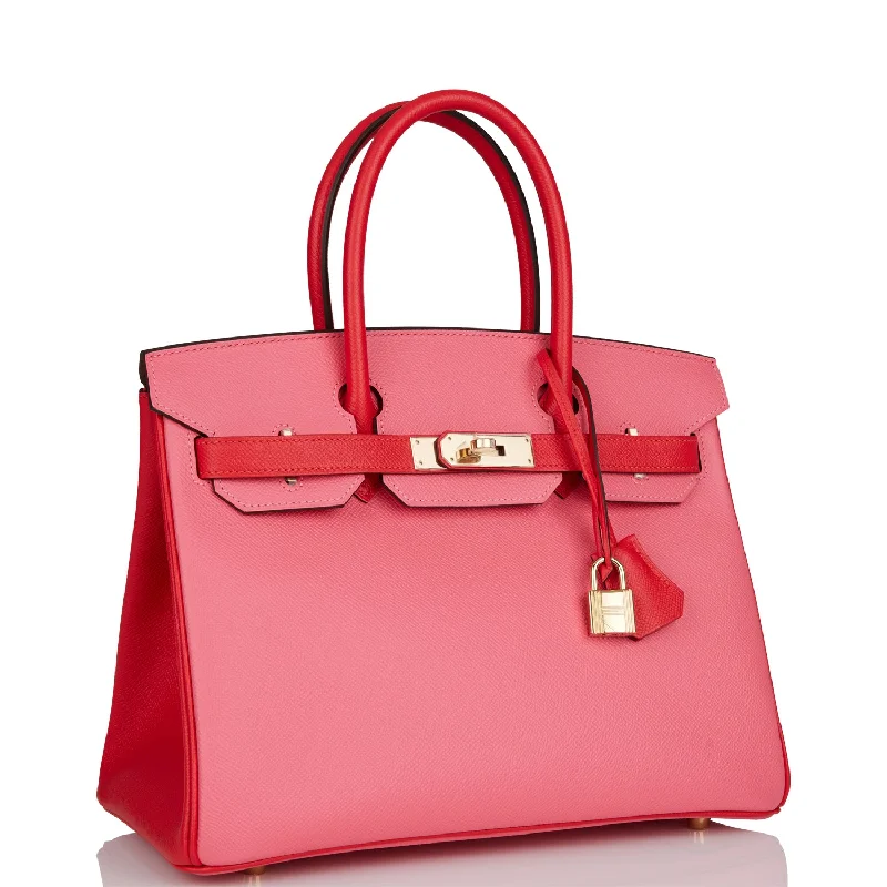 Hermes Special Order (HSS) Birkin 30 Rose Azalee and Rouge de Coeur Epsom Permabrass Hardware