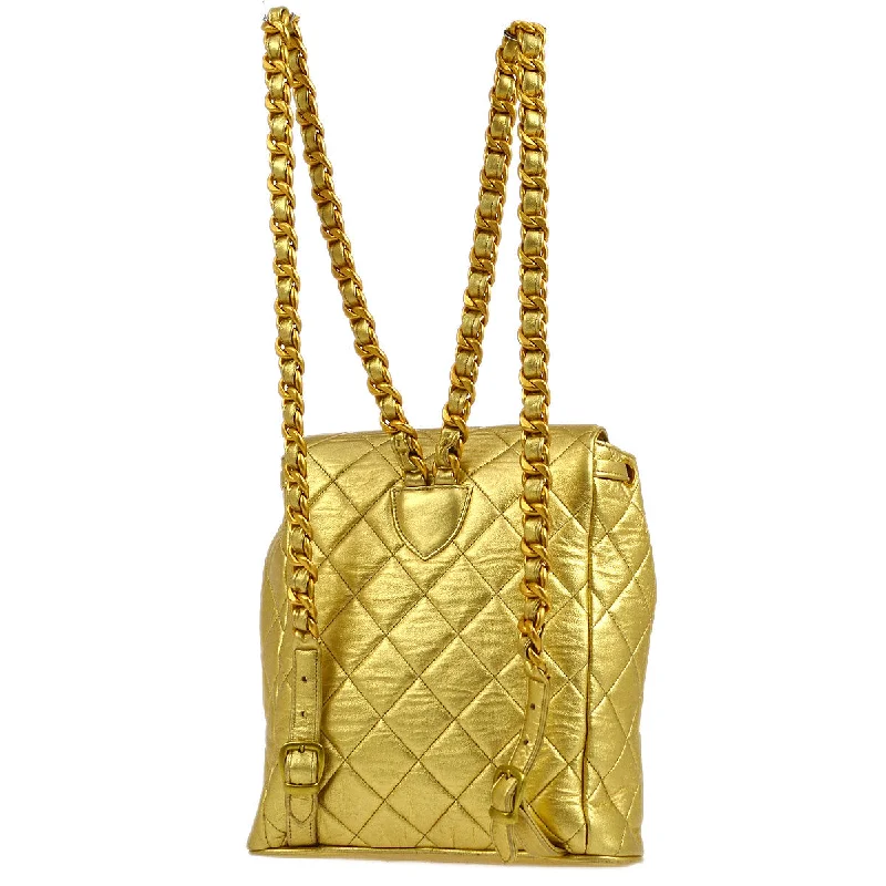 CHANEL 1991-1994 DUMA Backpack Medium Gold Lambskin