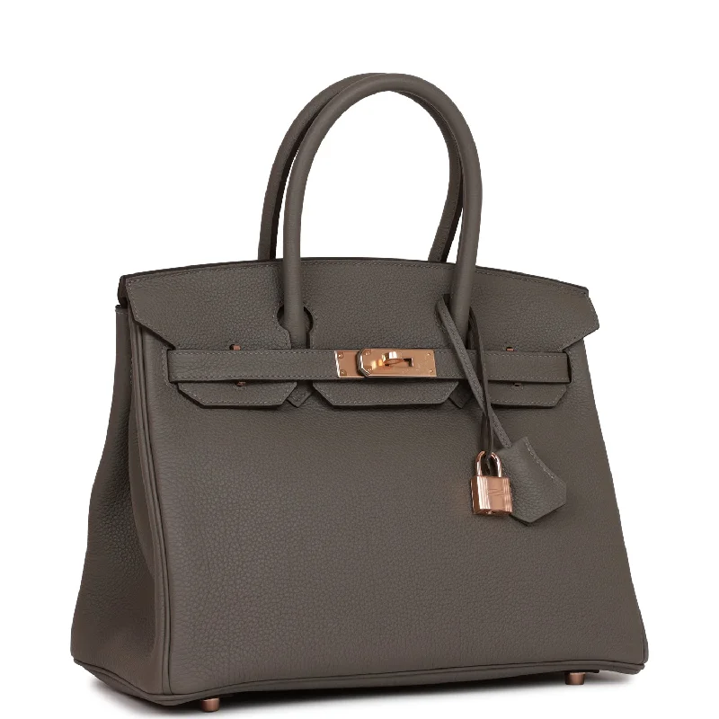 Hermes Birkin 30 Gris Meyer Togo Rose Gold Hardware