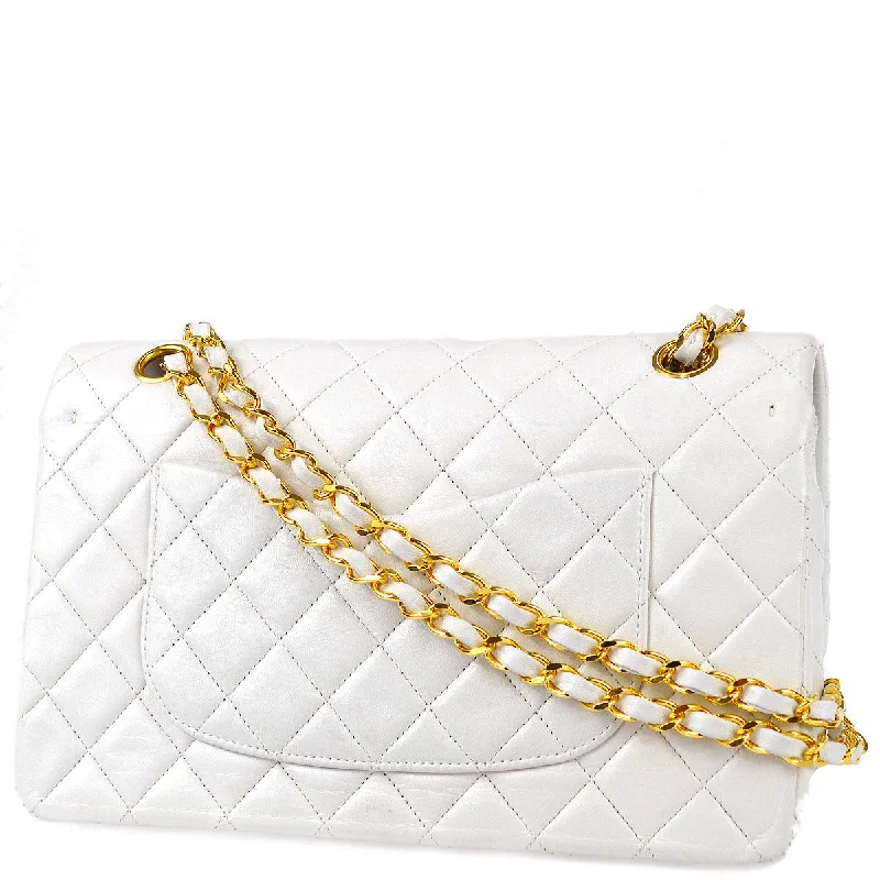 Chanel 1989-1991 White Lambskin Medium Classic Double Flap Bag