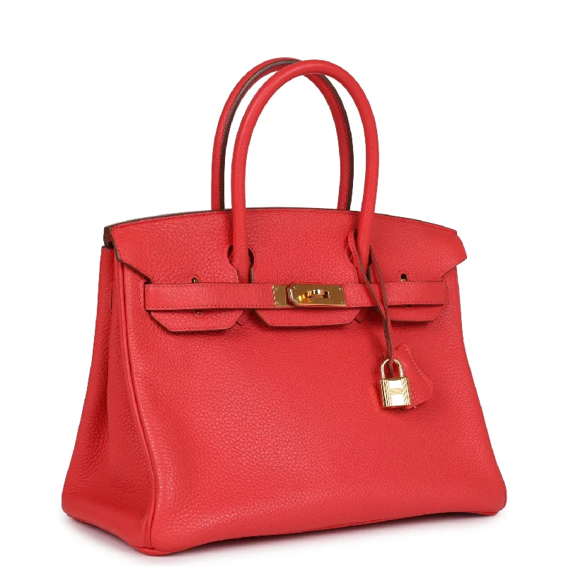 Hermes Birkin 30 Rouge Pivoine Clemence Gold Hardware