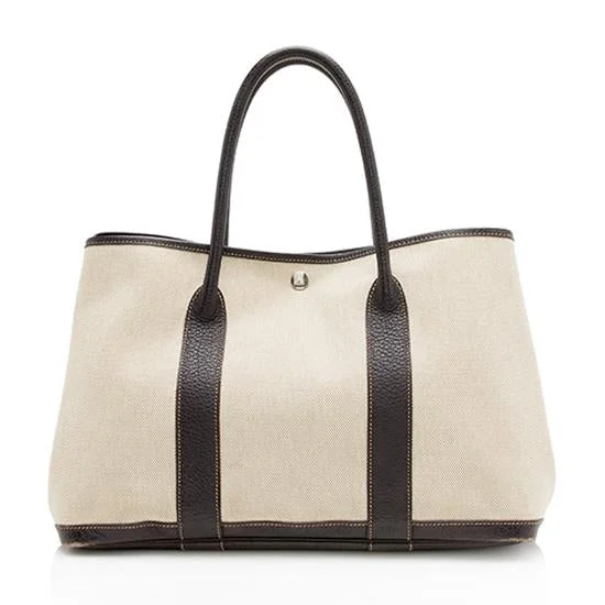 Hermes Canvas Leather Garden Party 36 Tote