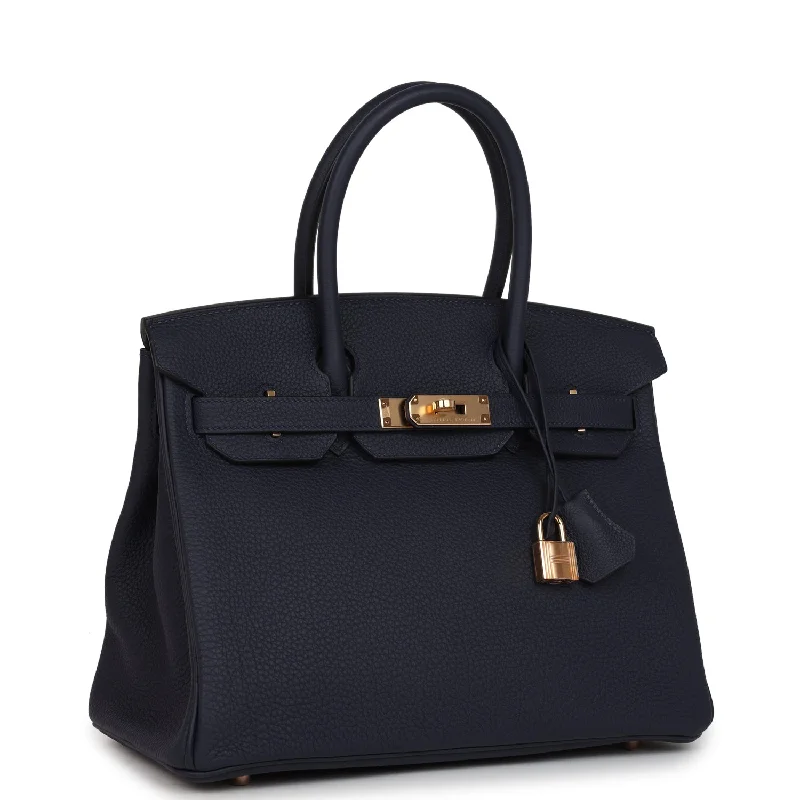 Hermes Birkin 30 Bleu Nuit Togo Rose Gold Hardware