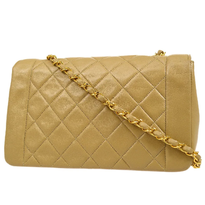 CHANEL 1986-1988 Beige Lambskin Border Flap Medium