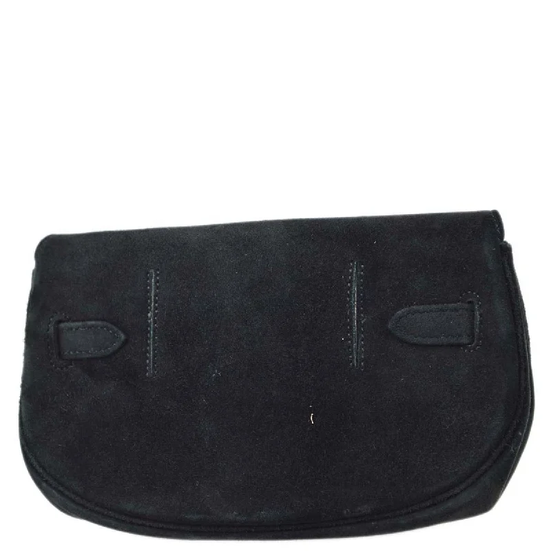 HERMES * 1991 Black Doblis Banana Kelly Clutch Handbag 192060