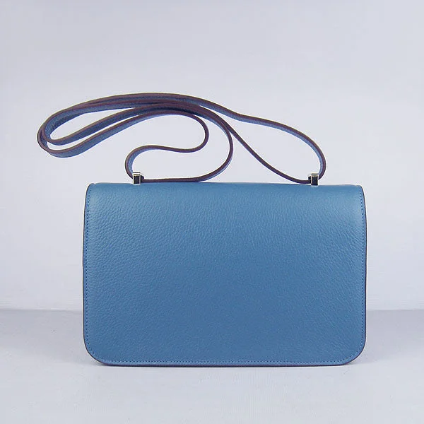 Hermes calf Leather Message Bag H020 blue golden