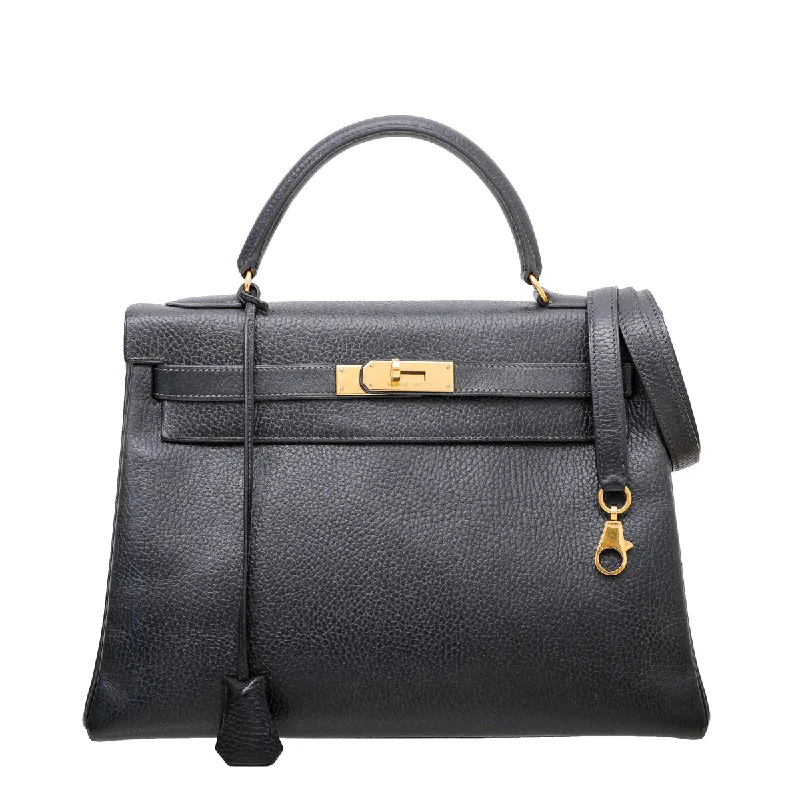 Hermes Black Ardennes Kelly 32 Bag