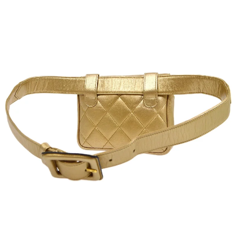 CHANEL 1991-1994 Gold Lambskin Quilted Belt Bag #75