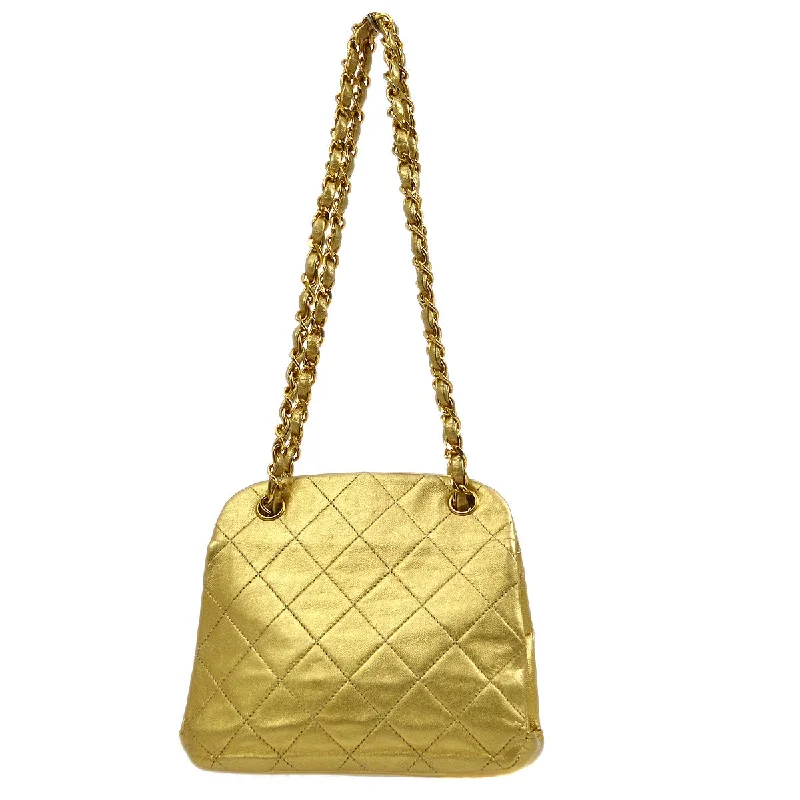 CHANEL 1989-1991 Gold Lambskin Chain Shoulder Bag