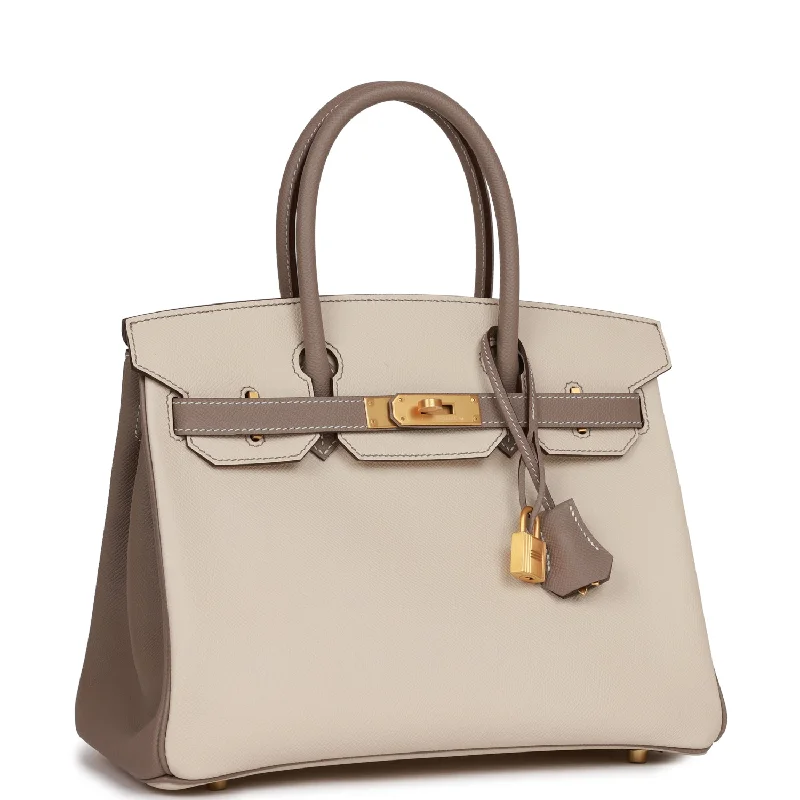 Hermes Special Order (HSS) Birkin 30 Craie and Gris Asphalte Epsom Brushed Gold Hardware