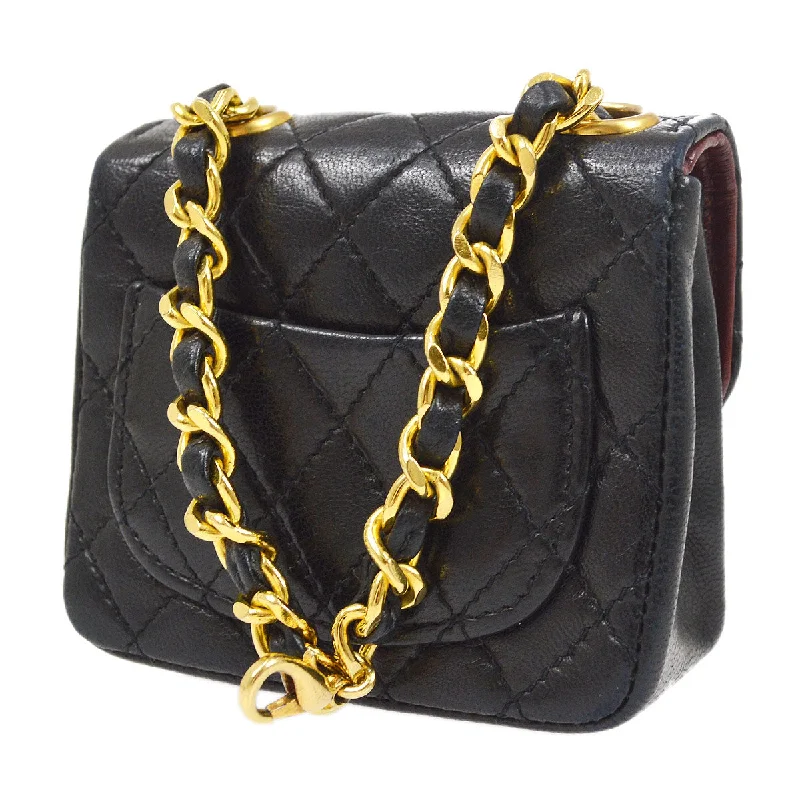 CHANEL 1990s Black Lambskin Belt Bag Micro