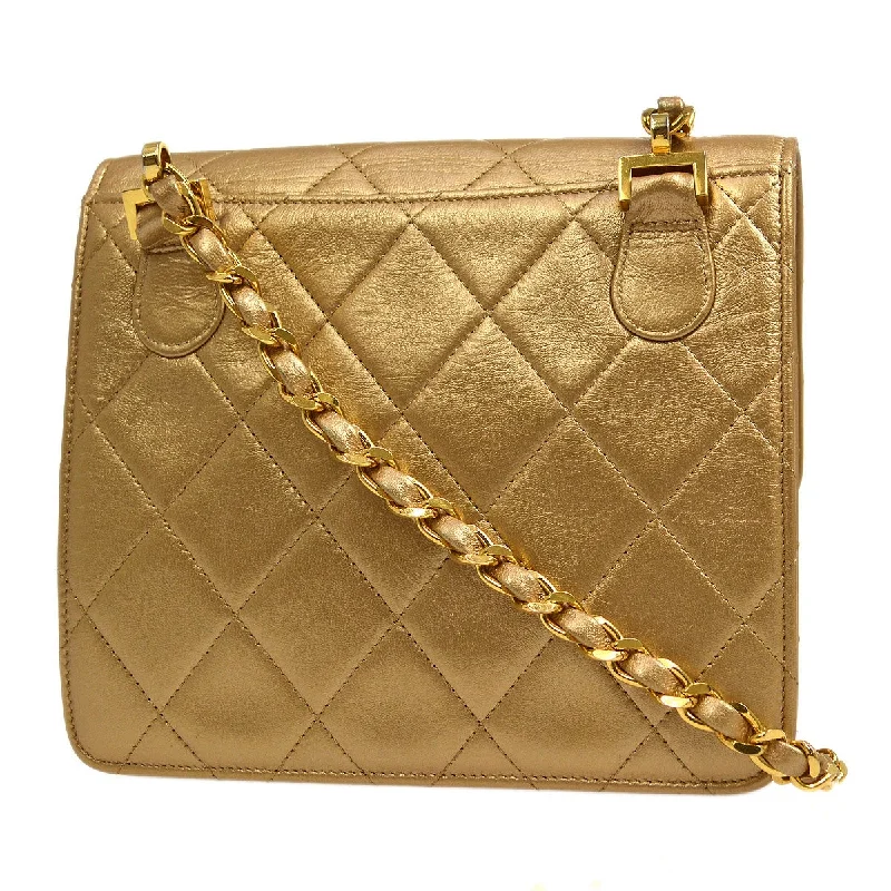 CHANEL 1991-1994 Gold Lambskin Straight Flap Mini