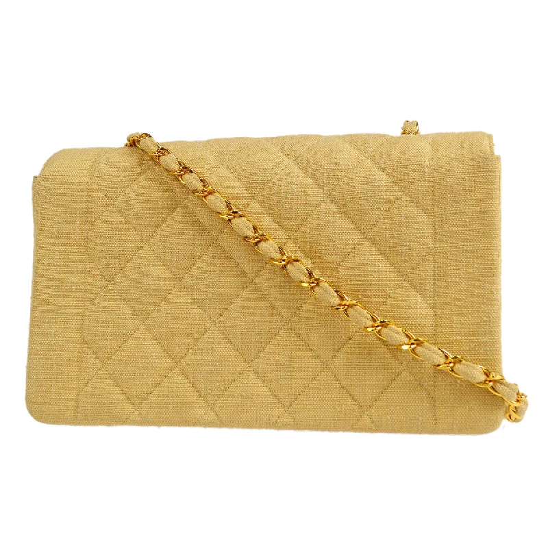 CHANEL 1991-1994 Diana Flap Medium Beige Linen