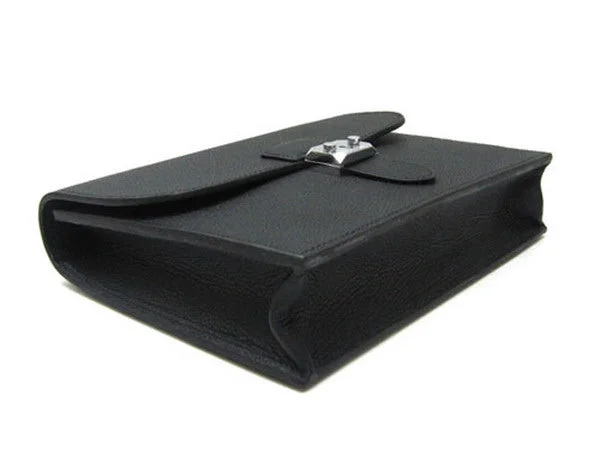 Hermes Briefcases H1048 Unisex Cow Leather Black