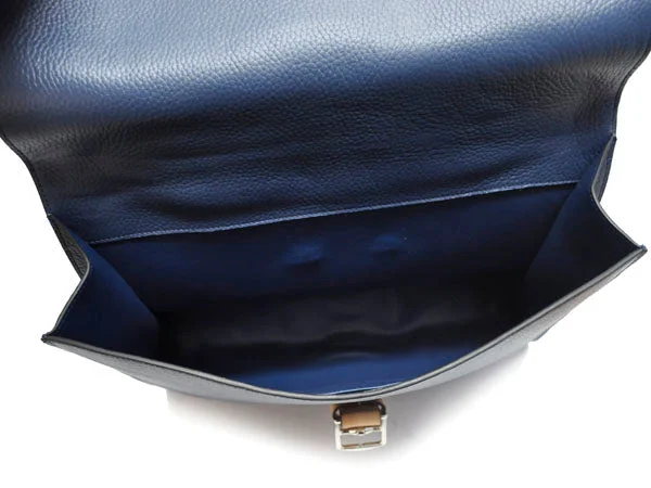 Hermes Briefcases H2048 Unisex Cow Leather Blue