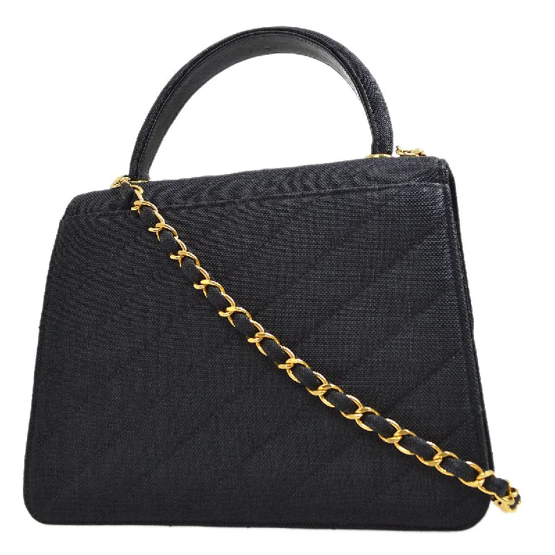 CHANEL 1991-1994 Diagonal Kelly 25 Black Canvas