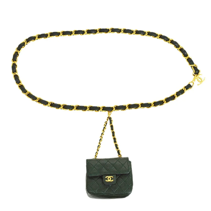 CHANEL 1990s Green Lambskin Belt Bag Micro