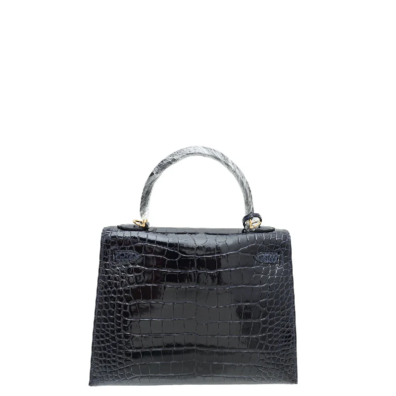 Hermes Blue Marine Shin Alligator Sellier Kelly 25 Bag