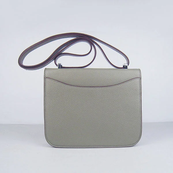 Hermes Constance Cowskin Leather Bag H017 Khaki silver