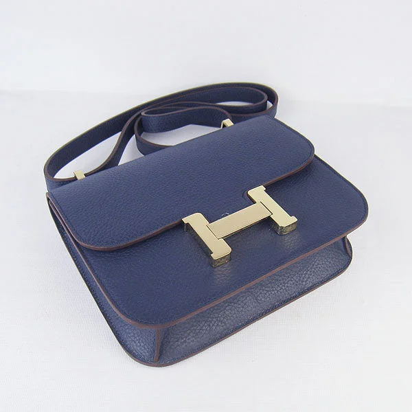 Hermes Constance Cowskin Leather Bag H017 dark blue gold