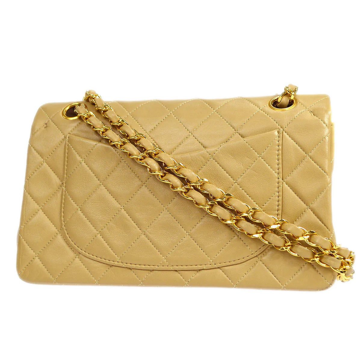 CHANEL 1989-1991 Classic Double Flap Small Beige Lambskin