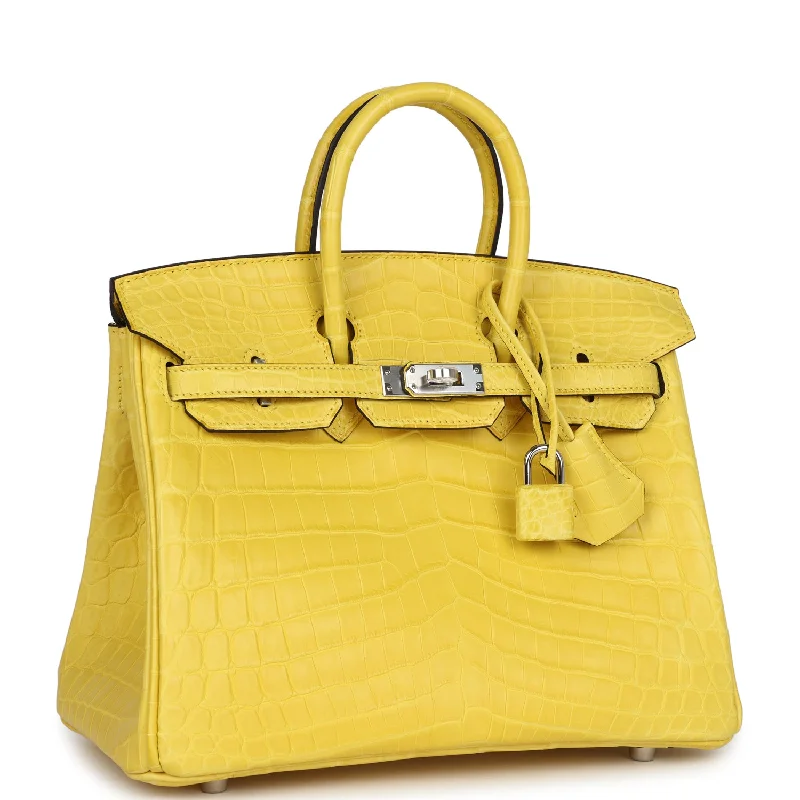 Hermes Birkin 25 Mimosa Matte Niloticus Crocodile Palladium Hardware