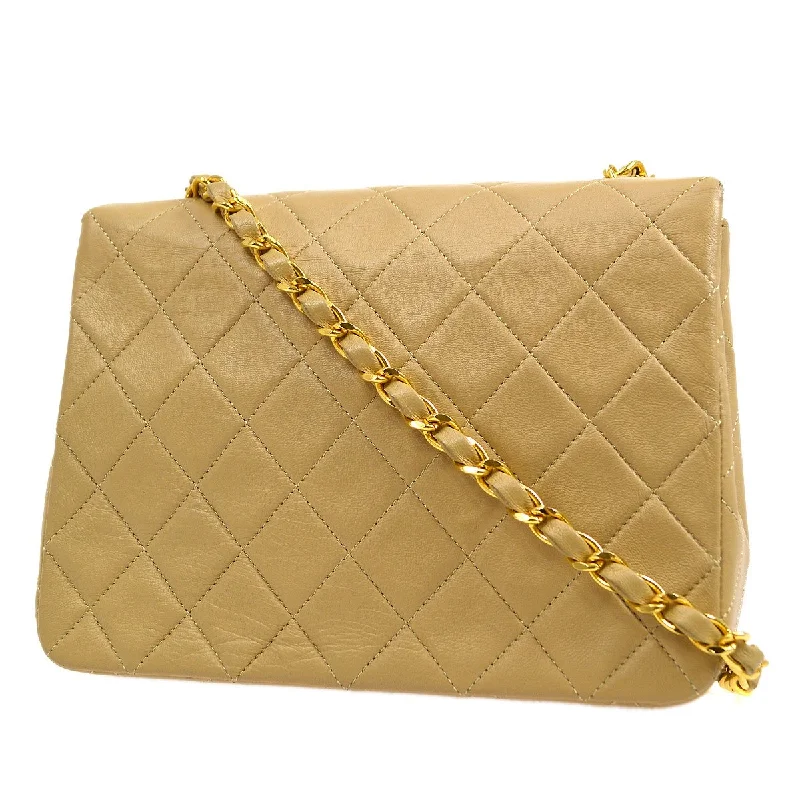 CHANEL 1989-1991 Classic Square Flap 20 Beige Lambskin