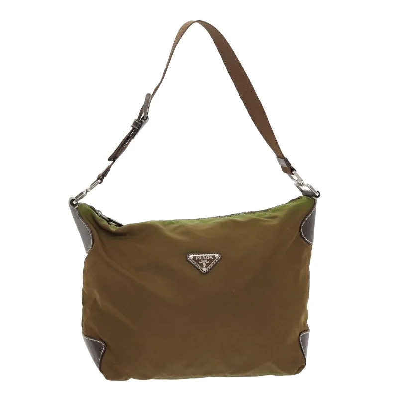 PRADA Shoulder Bag Nylon Khaki Auth 82887