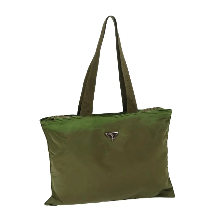 PRADA Tote Bag Nylon Khaki Auth ar11532