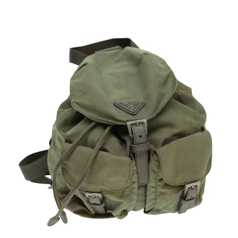 PRADA Backpack Nylon Khaki Auth yk13356