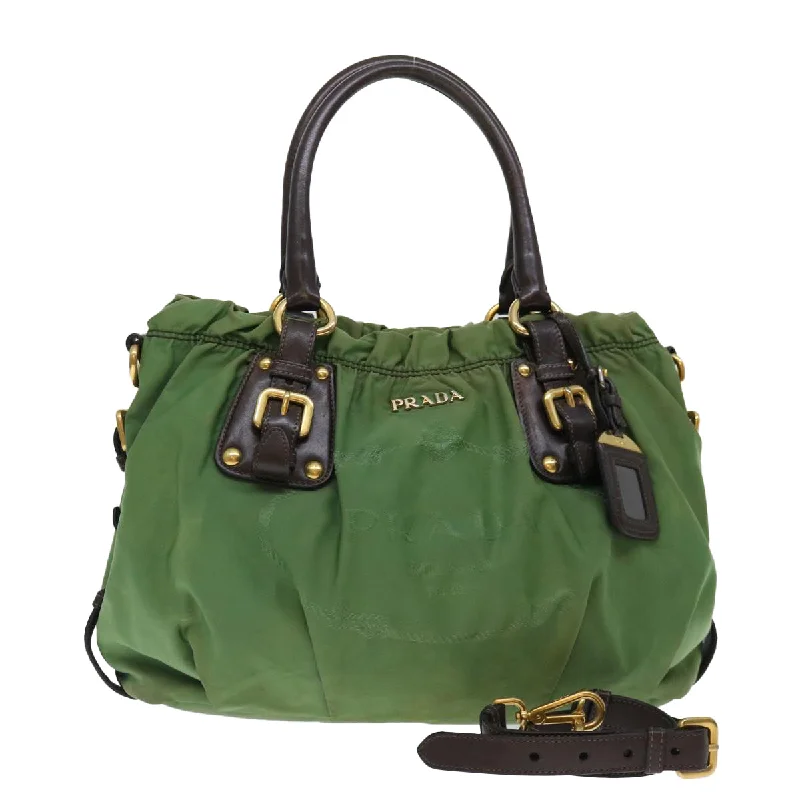 PRADA Tote Bag Nylon 2way Green Auth ac2859