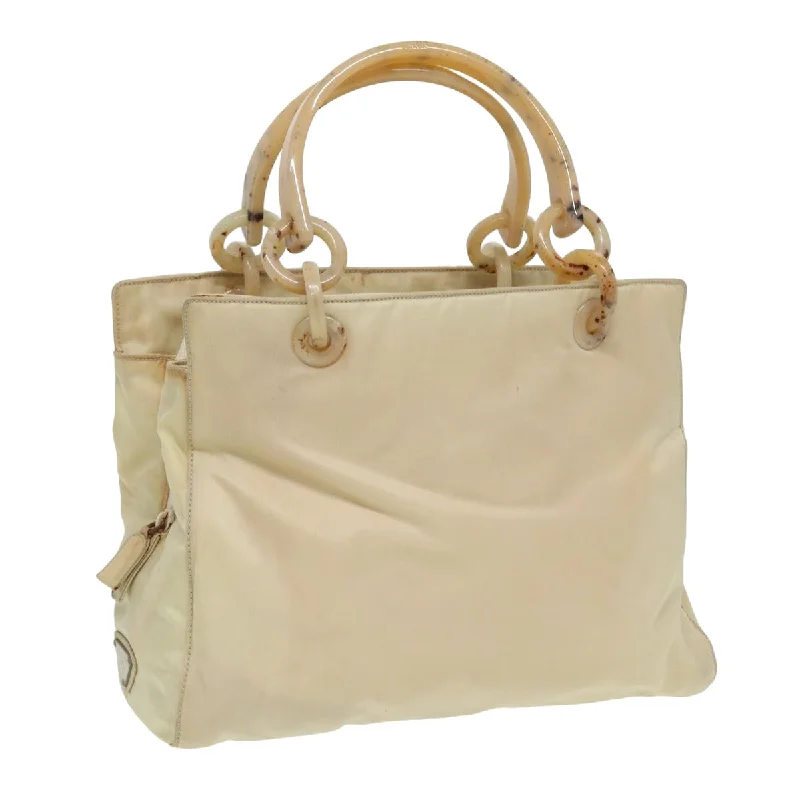 PRADA Hand Bag Nylon Beige Auth 81812