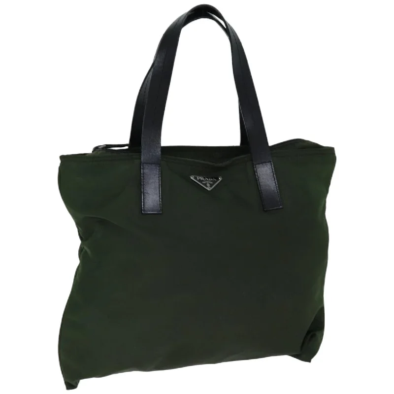 PRADA Tote Bag Nylon Khaki Auth 76804