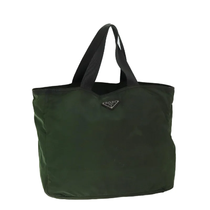 PRADA Tote Bag Nylon Khaki Auth 77353