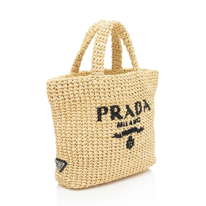 Prada Raffia Logo Small Tote AWFY3O