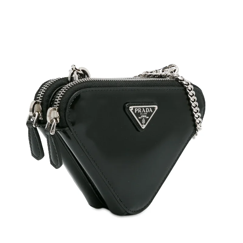 Prada Mini Spazzolato Leather Triangle Pouch 3S43ln