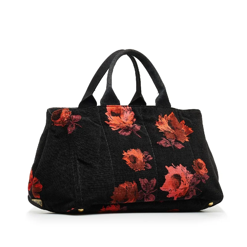 Prada Roses Canapa Tote LBcUCc