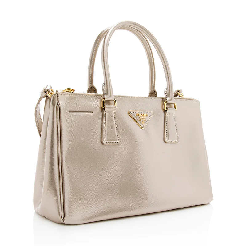 Prada Metallic Saffiano Lux Small Double Zip Tote 19017