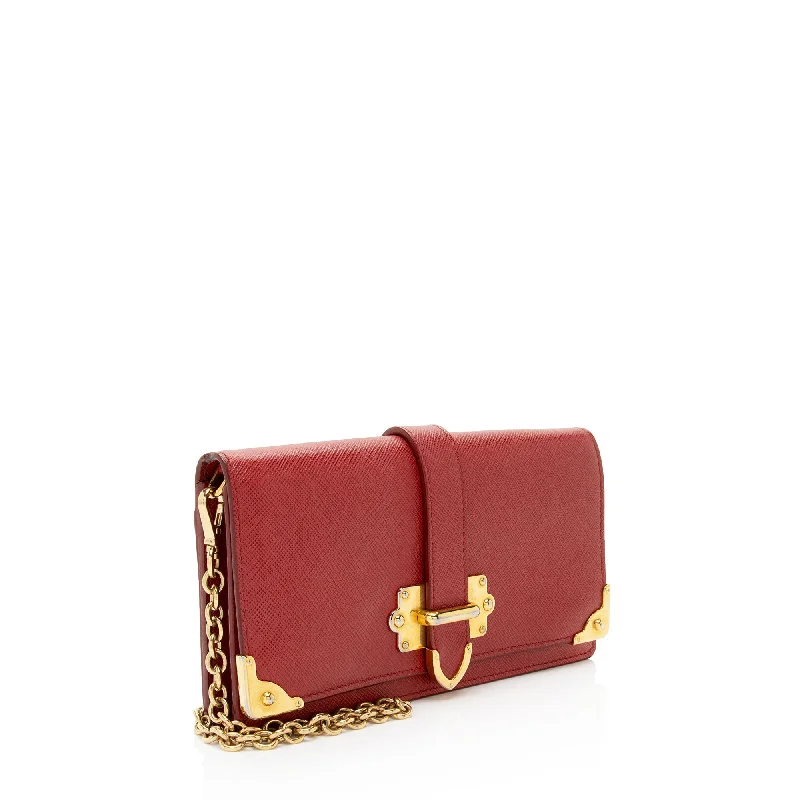 Prada Saffiano Cahier Chain Clutch BWNzFR