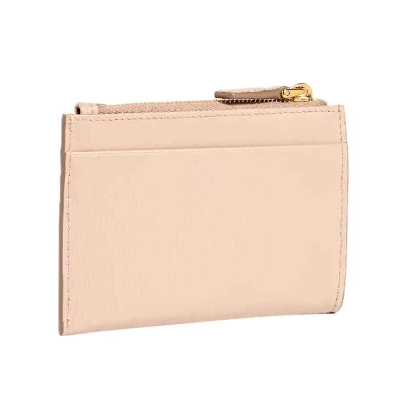 Prada Vitello Move Card Holder Wallet Cipria Beige Leather Logo Plaque