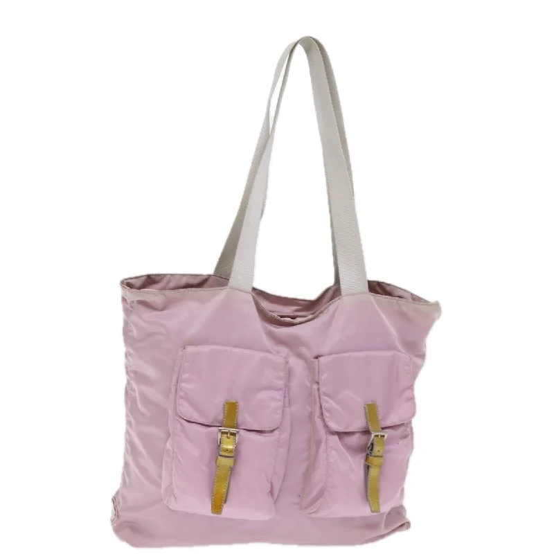 PRADA Tote Bag Nylon Pink Auth tb1095