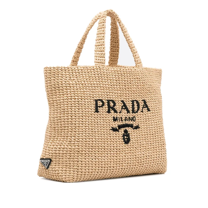 Prada Raffia Logo Tote Bag h1Fep7