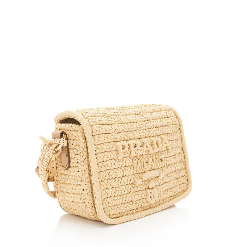 Prada Raffia Logo Flap Shoulder Bag vAij0V