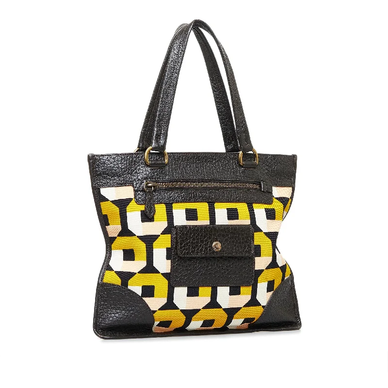 Prada Printed Canvas and Leather Tote wQpxP9