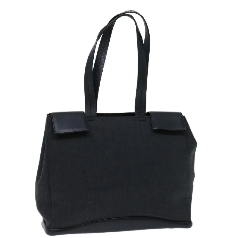 PRADA Tote Bag Canvas Black Auth bs12519