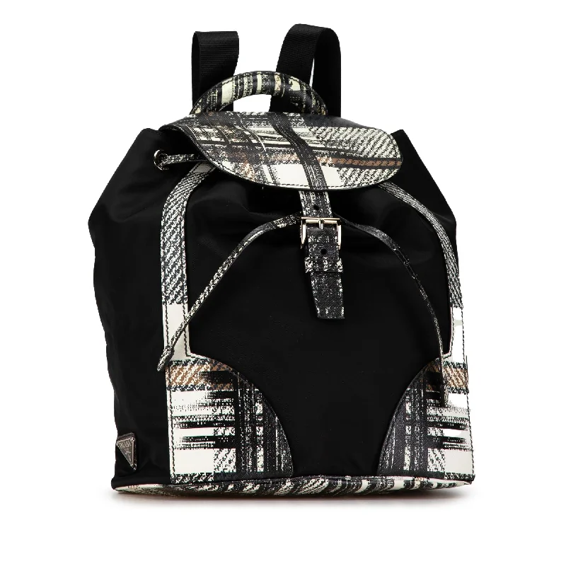 Prada Printed Saffiano Trimmed Tessuto Backpack PIB586