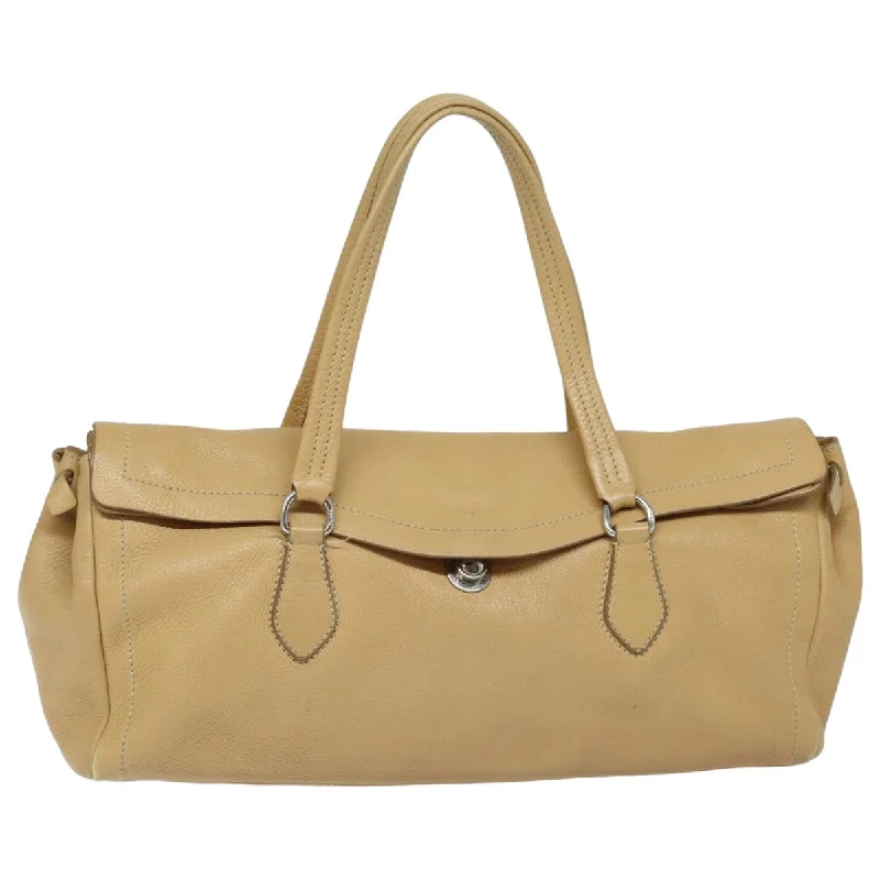 PRADA Tote Bag Leather Beige Auth ep4815