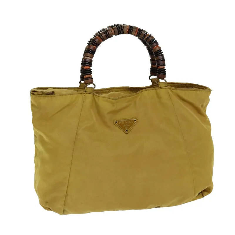 PRADA Hand Bag Nylon Yellow Auth 81824