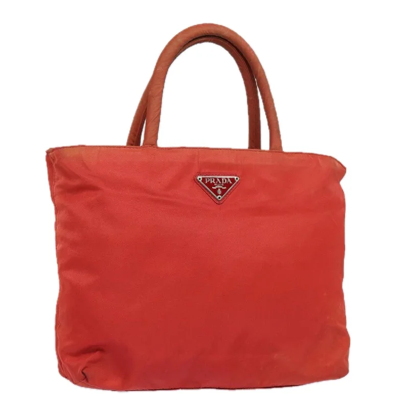 PRADA Nylon Hand Bag Red Auth 80112