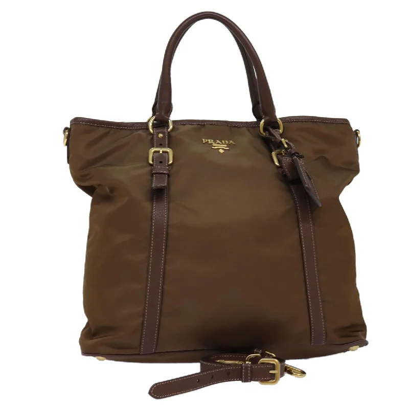 PRADA Tote Bag Nylon 2way Brown Auth ki4513